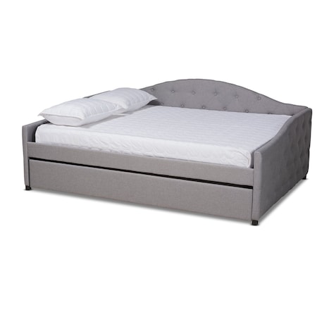 Baxton Studio Becker Modern and Contemporary Transitional Grey Fabric Full Size Daybed with Trundle 184-11088-Zoro